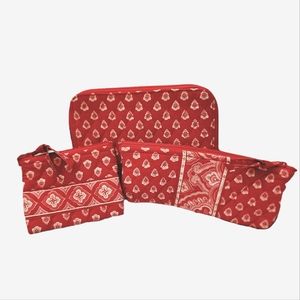 Vera Bradely Retired Vintage Red Patterned 3 Piece Set.